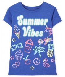 Childrens Place Royal Blue Summer Vibes Graphic Tee